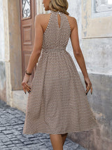 High Waist Plaid Sleeveless Halter Dress