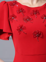 Red Beading Mother Of The Bride Dress