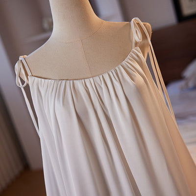 Loose White Straps Tulle Wedding Dress