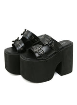 Thick-soled Waterproof Platform Metal Wedge Slippers