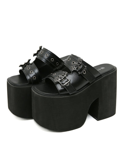 Thick-soled Waterproof Platform Metal Wedge Slippers