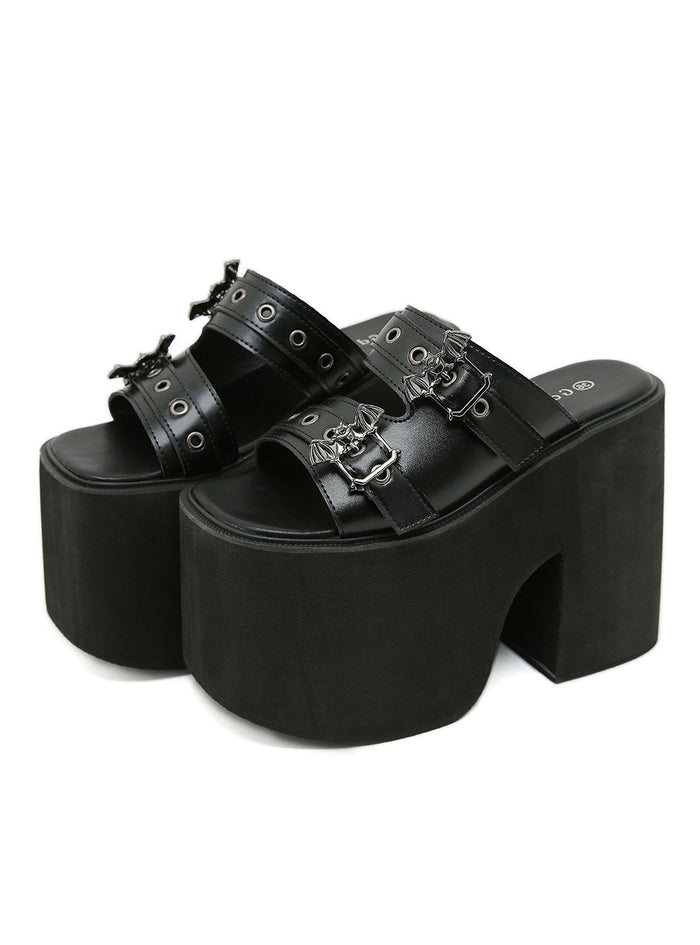 Thick-soled Waterproof Platform Metal Wedge Slippers