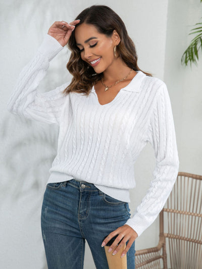Lapel Twist Pullover Loose Sweater