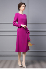 Purple Long Sleeve Mother Of The Bride Dress