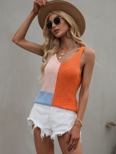 Loose Halter Top Stitching Sweater