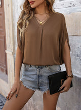 Bat Sleeve Solid Color Shirt