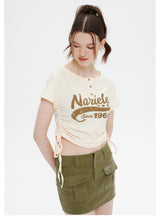 Retro Strap Short Short Sleeve T-shirt