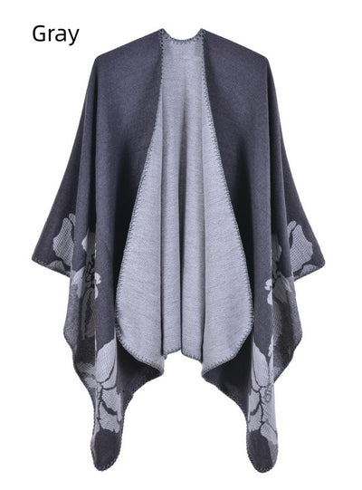 Retro Big Flower Double-sided Cashmere Cloak