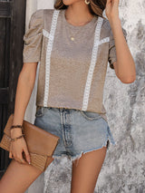 Women Lace Stitching T-shirt