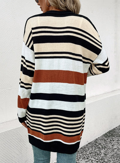 Color Matching Long Cardigan Sweater