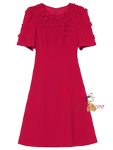 Red Short Sleeve Flower Mother Of The Bride Dress