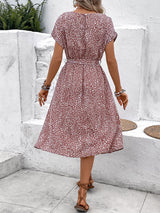 Pink Short Sleeve Printed Dress