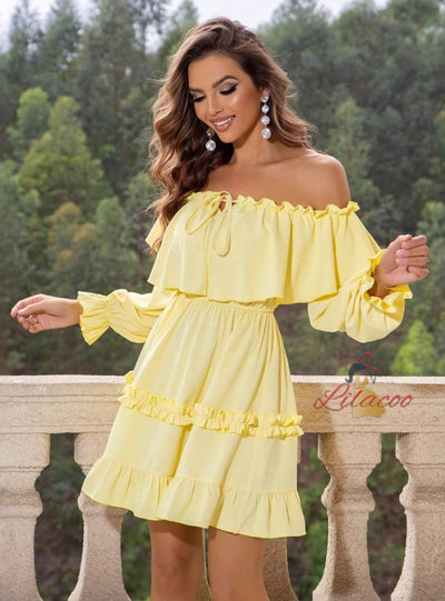 Long Sleeve Off the Shoulder Short Dress