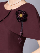Burgundy Flower Beading Mother of the Bride Dress