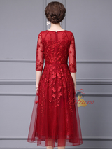 Burgundy Lace Beading Mother Of The Bride Dress