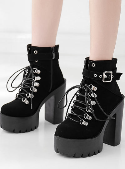 Super High Heels Thick Heels Martin Boots