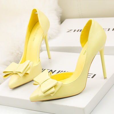 Shallow-mouth Pointed Bow High-heeled Shoes