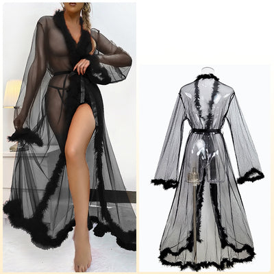 Gauze Long Robe Perspective Pajamas