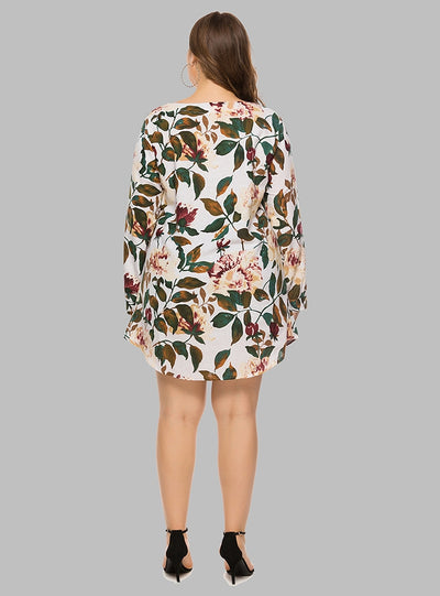 Printed Loose Casual Long Sleeve Shirt Dress