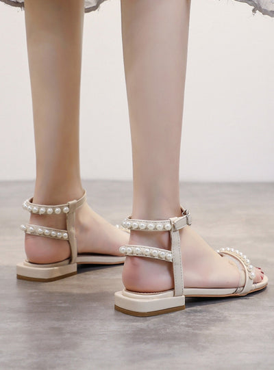 Pearl Flat Bottom Gladiator Sandals