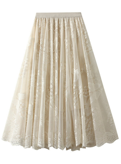 Women Summer Lace Gauze Skirt