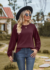Round Neck Stitching Long Sleeve T-shirt