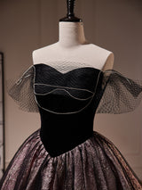 Black Off the Shoulder Beading Homecoming Dress