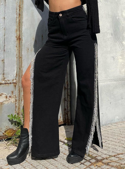 Women Split Chain Jeans