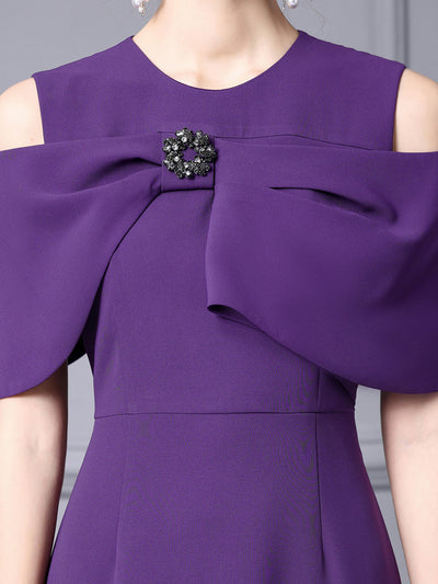 Purple Beading Mother Of The Bride Dress