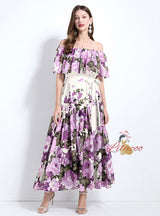 Off the Shoulder Ruffled Slim Dress