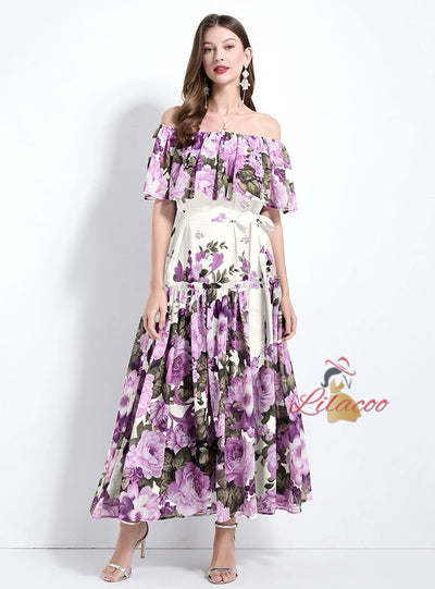 Off the Shoulder Ruffled Slim Dress