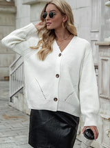 Solid Color Short Knitted Sweater Coat