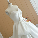 White Sweetheart Satin Bow Wedding Dress