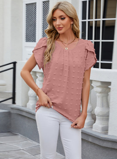 Jacquard Round Neck Short Sleeve Shirt