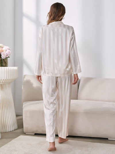 Silk-like Long Sleeve Pajamas Set