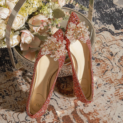 Sequin Thick Heel Wedding Shoes