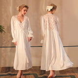 Satin Lace Long Sleeve Robe Bathrobe
