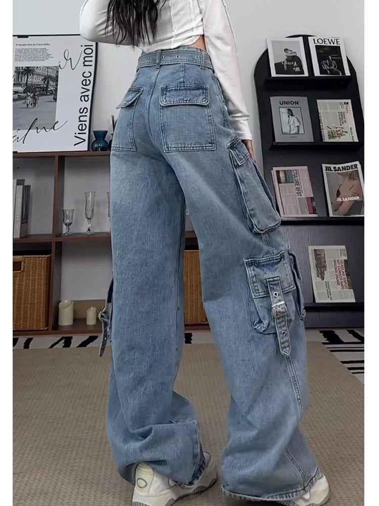2024 Wide Leg Pockets High Waist Loose Jeans