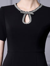 Red Short Sleeve Beading Mother Of The Bride Dress