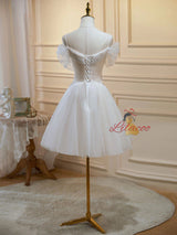 Ivory Tulle Pleats Homecoming Dress