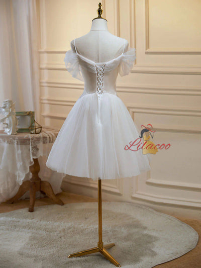 Ivory Tulle Pleats Homecoming Dress