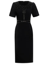 Black Short Sleeve Beading Mother Of The Bride Dress