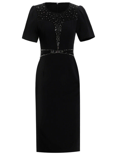 Black Short Sleeve Beading Mother Of The Bride Dress