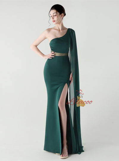 One Shoulder Mermaid Split Prom Dress