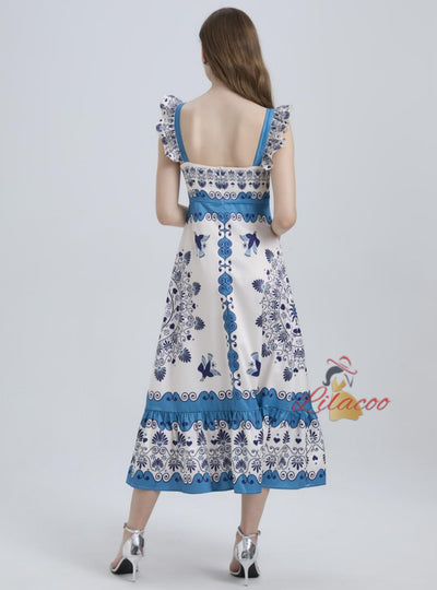 Tube Top Printed Slim Holiday Dress