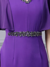 Purple V-neck Beading Mother Of The Bride Dress