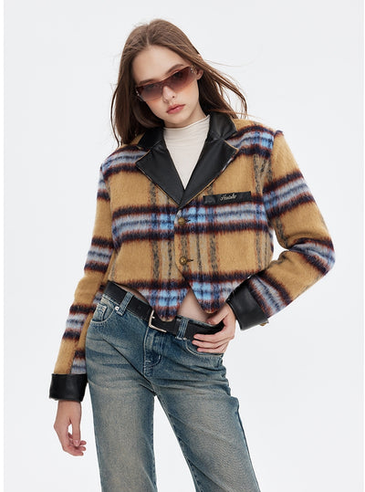 Irregular Plaid Cotton Coat
