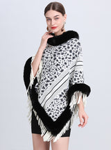 Jacquard Tassel Pullover Bat Sleeve Cloak