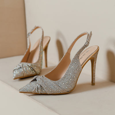 Pointed Hollow Rhinestone Banquet Sandals