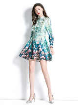 Pink Long Sleeve Printed Dress